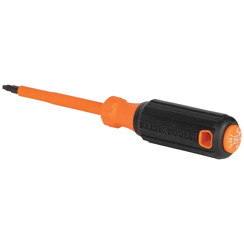 Klein Insulated Screwdriver, #2 Square Tip, 4-Inch Round Shank Klein Tools