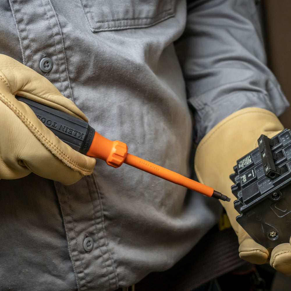 Klein Insulated Screwdriver, #2 Square Tip, 4-Inch Round Shank