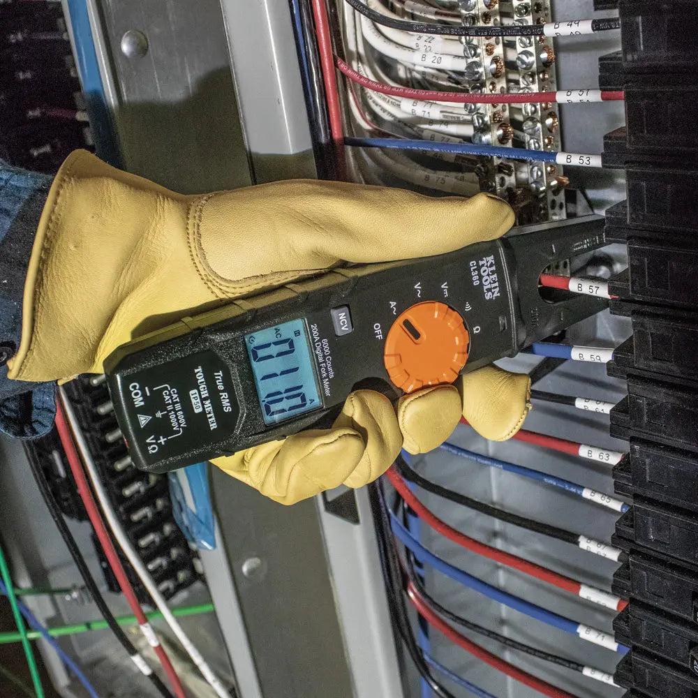 Klein Electrical Tester, Open Jaw Fork Meter, AC Auto-Ranging, 200 Amp Klein Tools