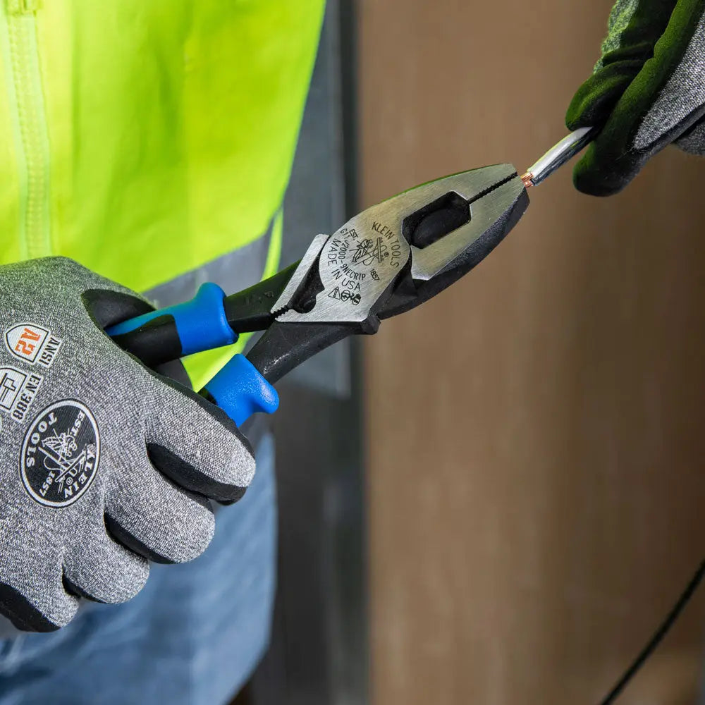 Klein Lineman's Pliers, Fish Tape Pull/Crimping, 9-Inch Klein Tools