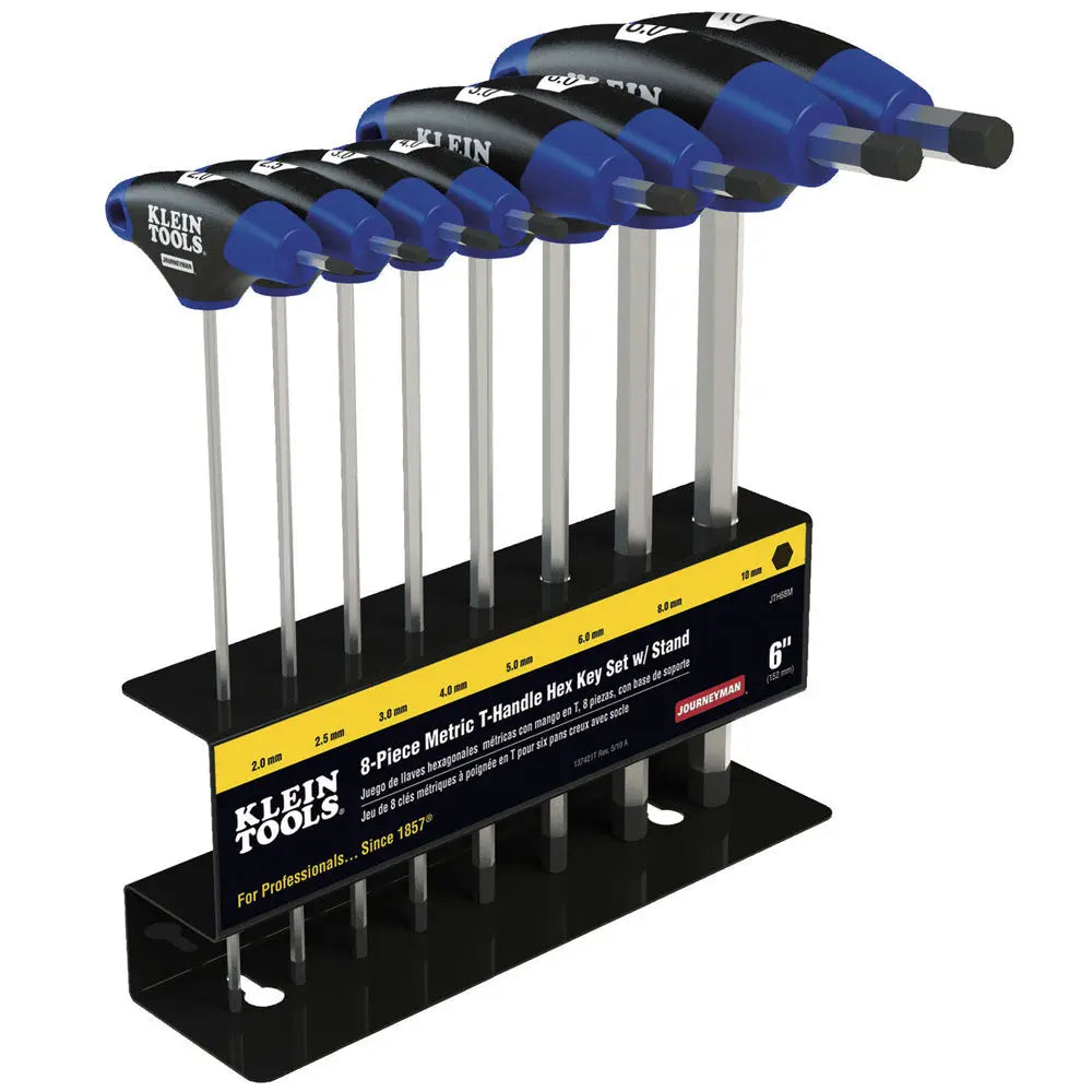 Klein Hex Key Set, Metric, Journeyman™ T-Handle, 9-Inch with Stand, 8-Piece Klein Tools
