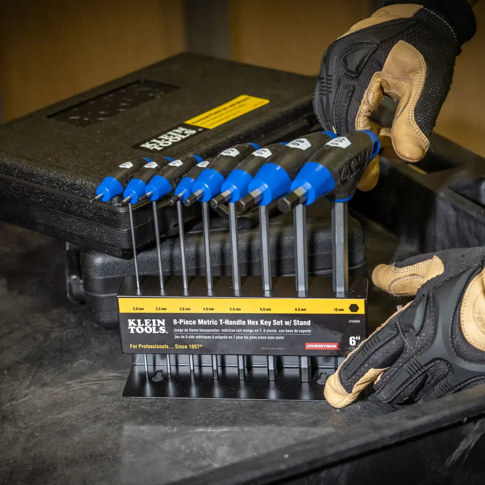Klein Hex Key Set, Metric, Journeyman™ T-Handle, 6-Inch with Stand, 8-Piece Klein Tools