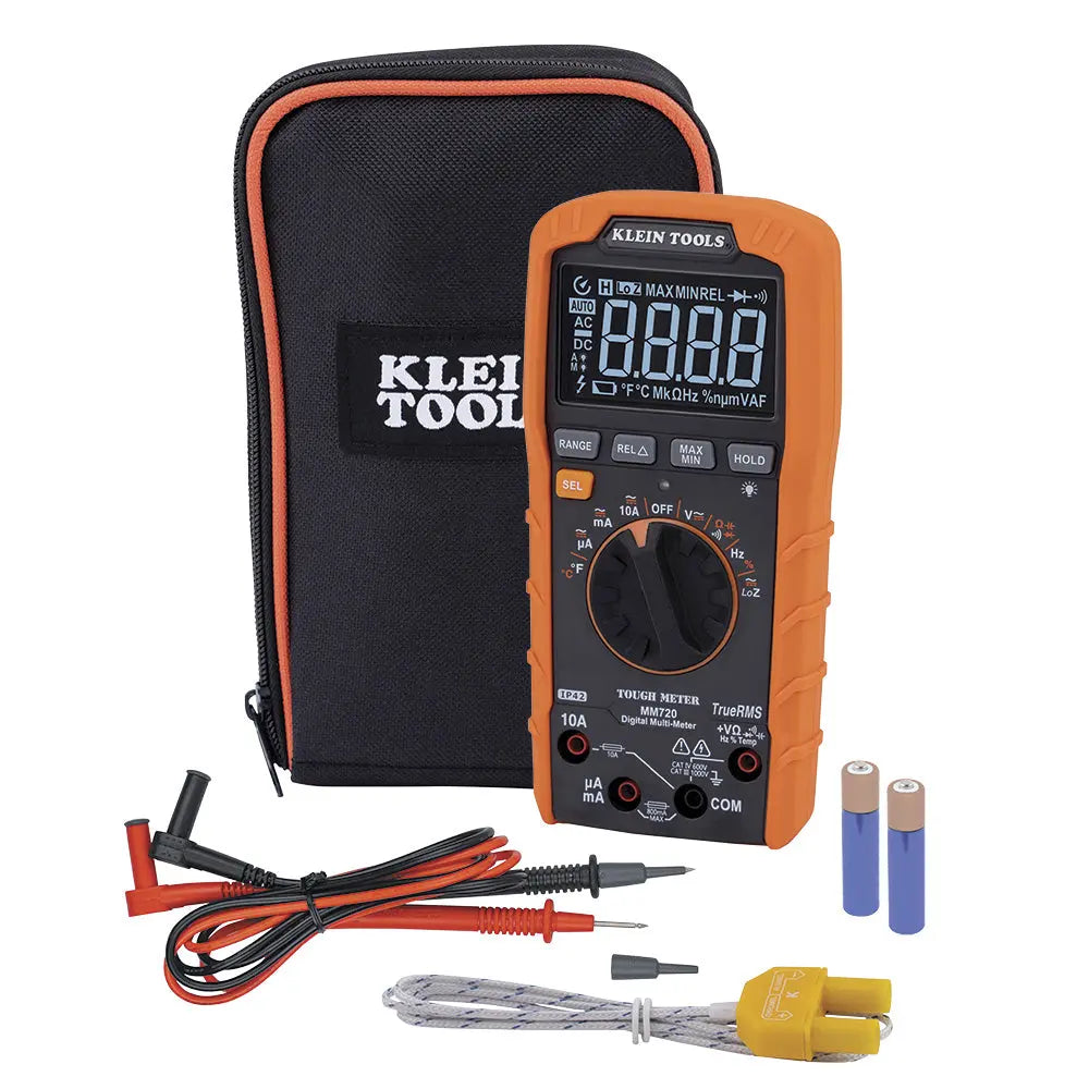 Klein Digital Multimeter, TRMS Auto-Ranging, 1000V, Temp, Low Impedance Klein Tools