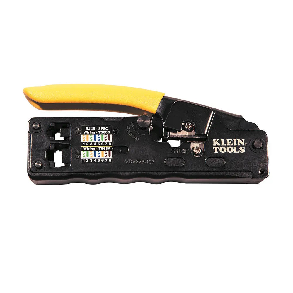 Klein Ratcheting Data Cable Crimper / Stripper / Cutter, Compact Klein Tools