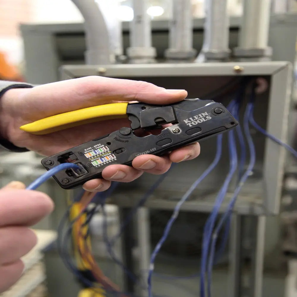Klein Ratcheting Data Cable Crimper / Stripper / Cutter, Compact Klein Tools