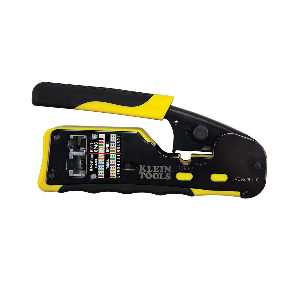 Klein Ratcheting Cable Crimper / Stripper / Cutter, for Pass-Thru™ Klein Tools