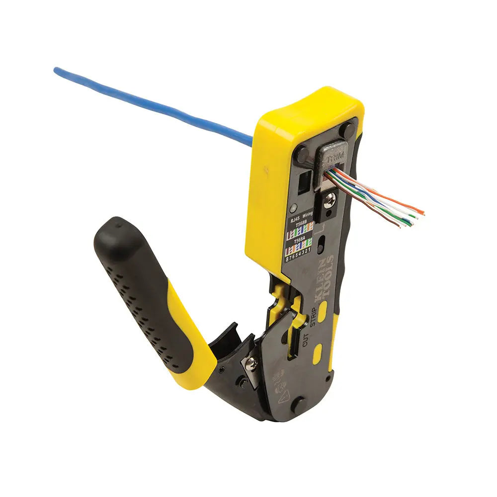 Klein Ratcheting Cable Crimper / Stripper / Cutter, for Pass-Thru™ Klein Tools