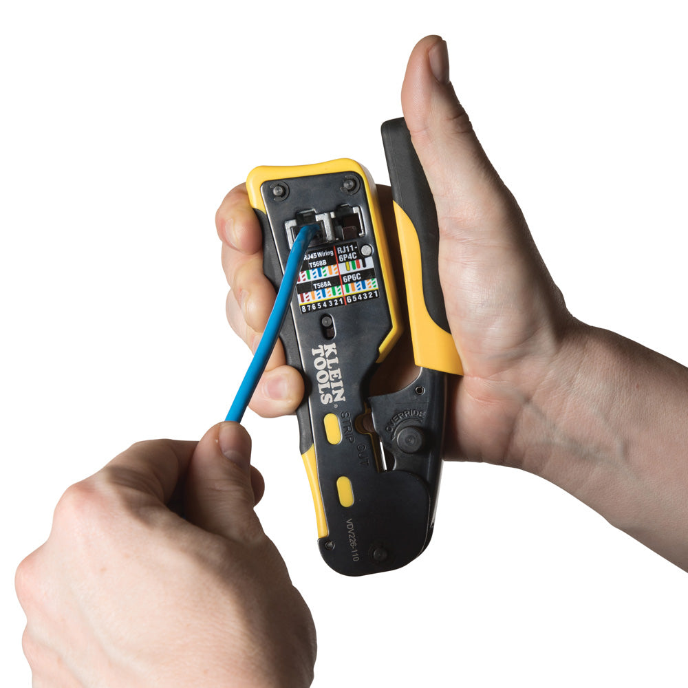 Klein Ratcheting Cable Crimper / Stripper / Cutter, for Pass-Thru™