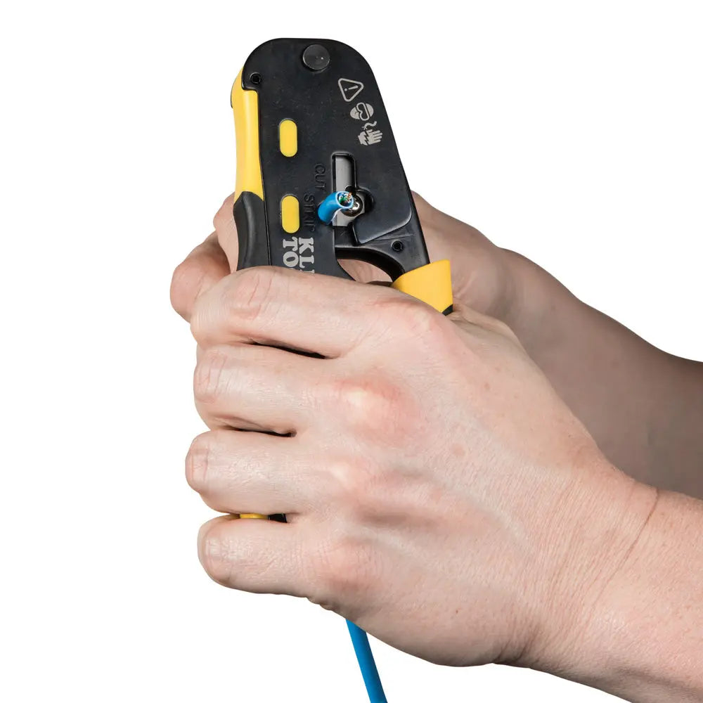 Klein Ratcheting Cable Crimper / Stripper / Cutter, for Pass-Thru™ Klein Tools