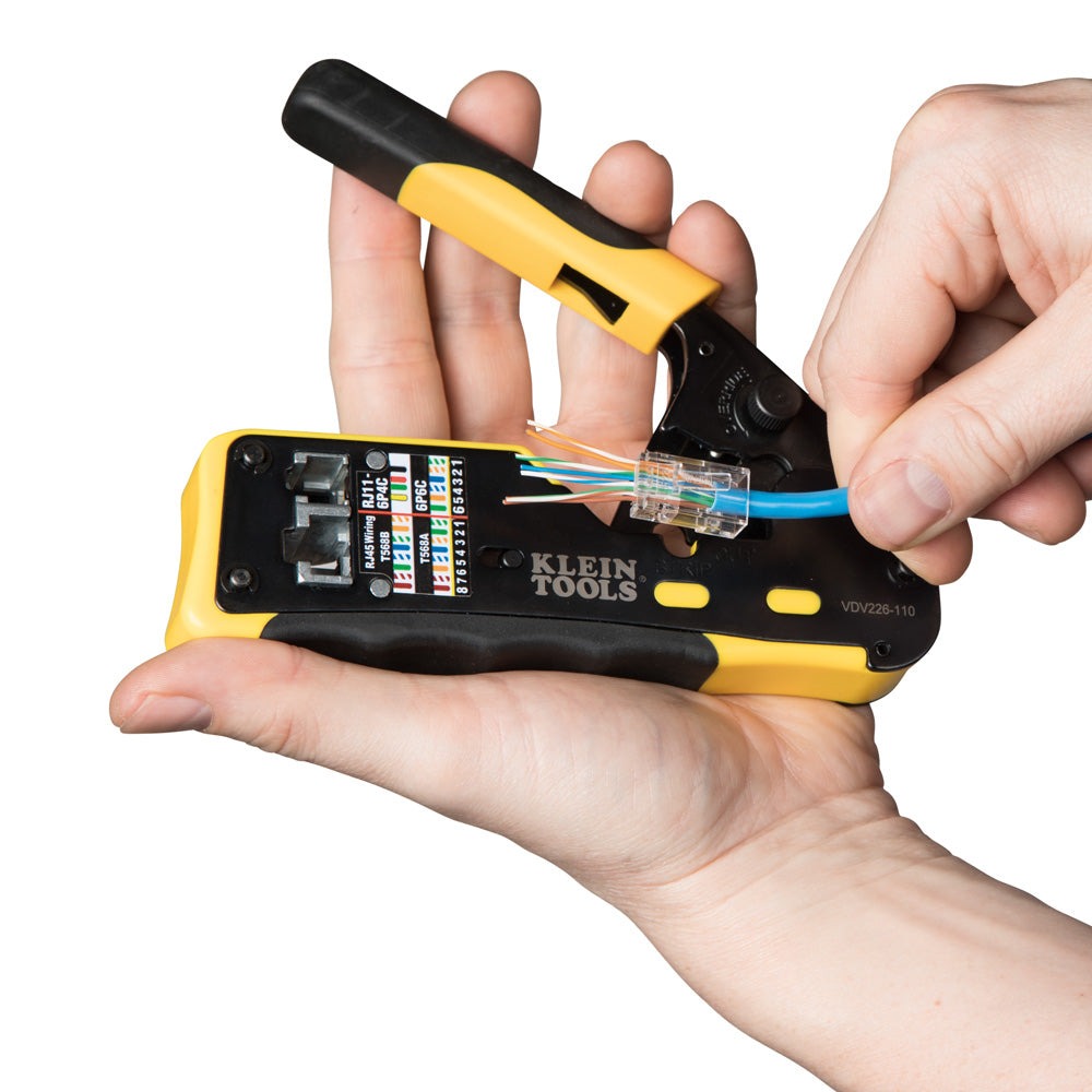 Klein Ratcheting Cable Crimper / Stripper / Cutter, for Pass-Thru™