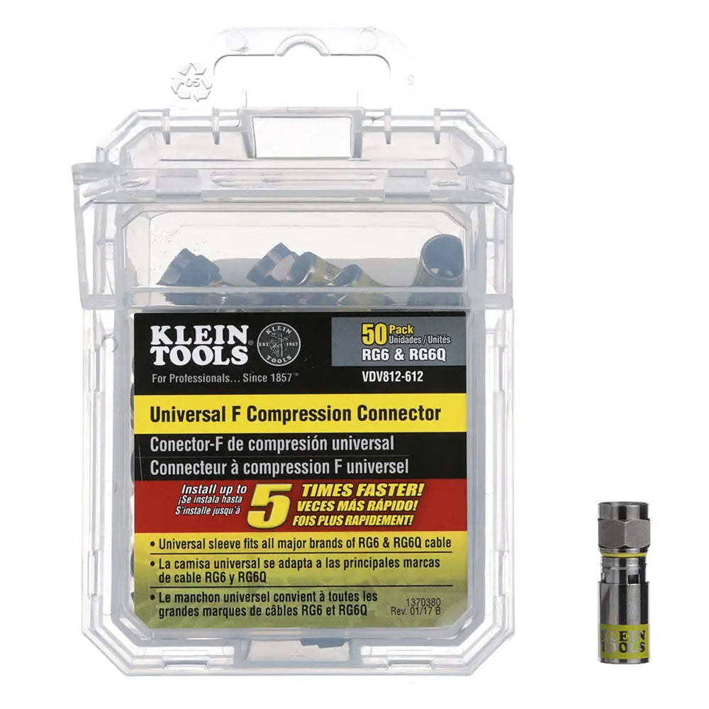 Klein Universal F Compression Connectors RG6/6Q 50-Pack Klein Tools