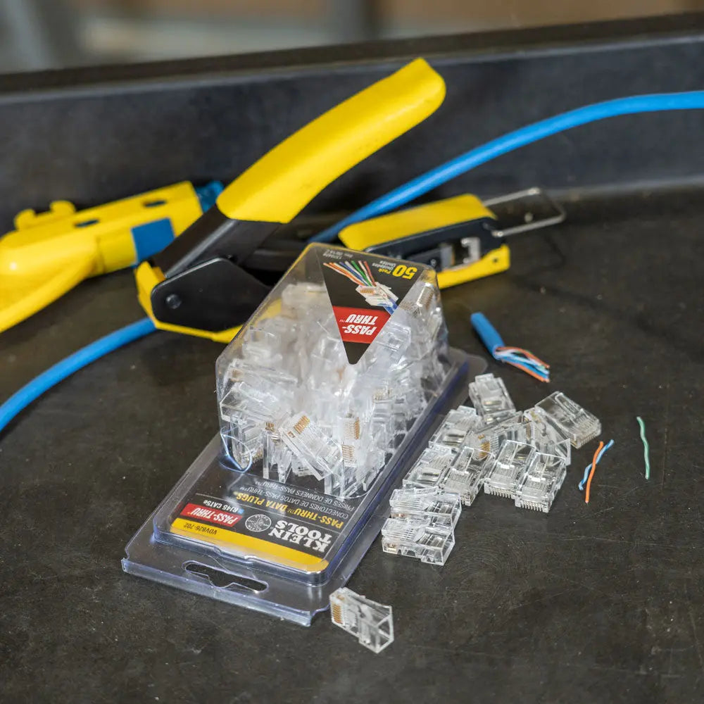 Klein Pass-Thru™ Modular Data Plug, RJ45- CAT5E, 50-Pack Klein Tools