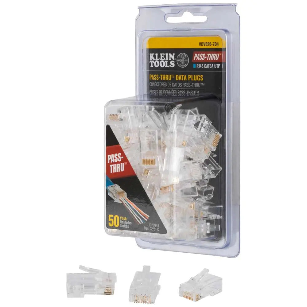 Klein Pass-Thru™ Modular Data Plugs, RJ-45-CAT6A, UTP, 50-Pack Klein Tools
