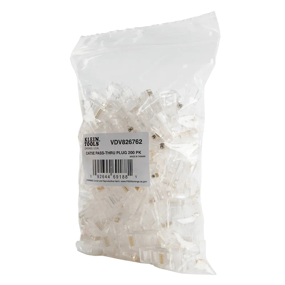 Klein Pass-Thru™ Modular Data Plugs, RJ45-CAT5e, 200-Pack Klein Tools
