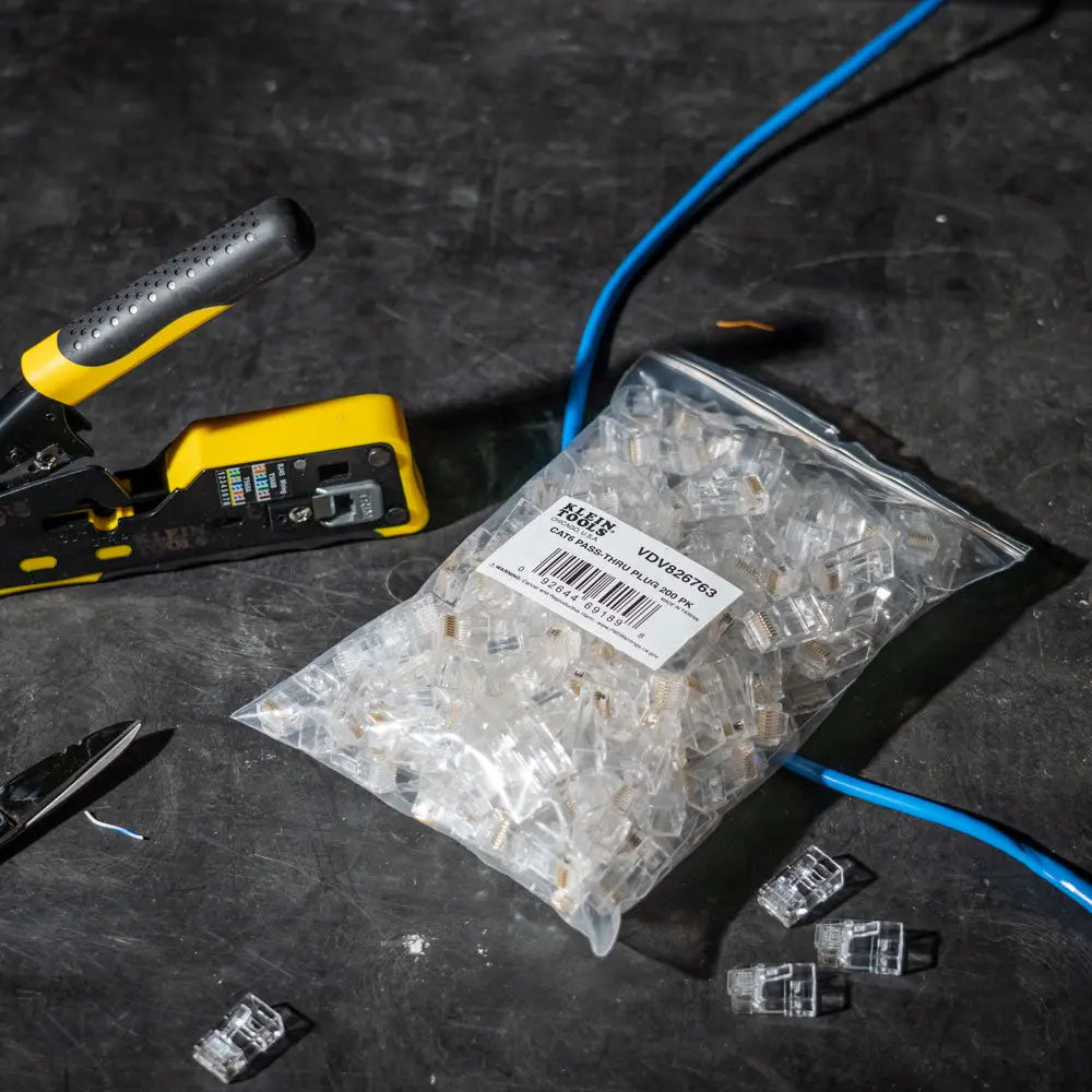 Klein Pass-Thru™ Modular Data Plugs, RJ45-CAT6, 200-Pack Klein Tools