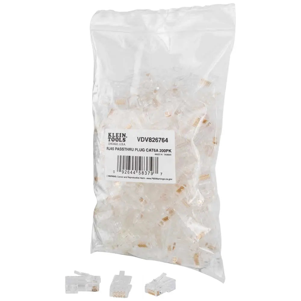 Klein Pass-Thru™ Modular Data Plugs, RJ45-CAT6A, UTP 200-Pack Klein Tools