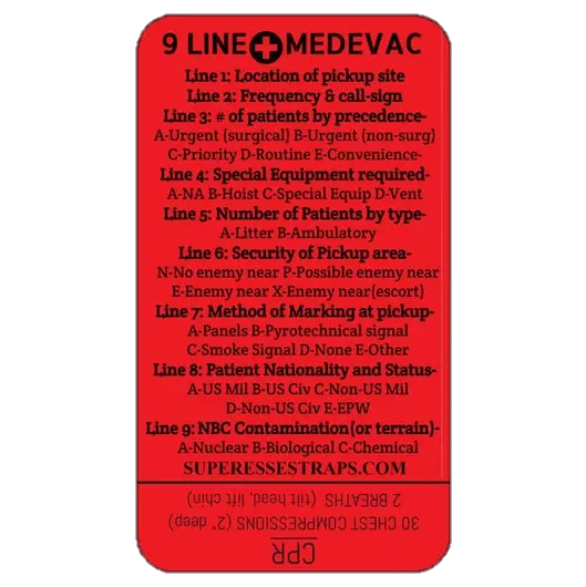 9 Line MedEvac Decal - U.S. Military Truncated Medical Evacuation Reference Sticker & CPR Superesse Straps LLC