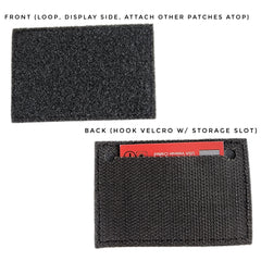 Subdued Storage Pocket Patch: A coverable two layer Velcro patch with hook and loop sides. Superesse Straps LLC
