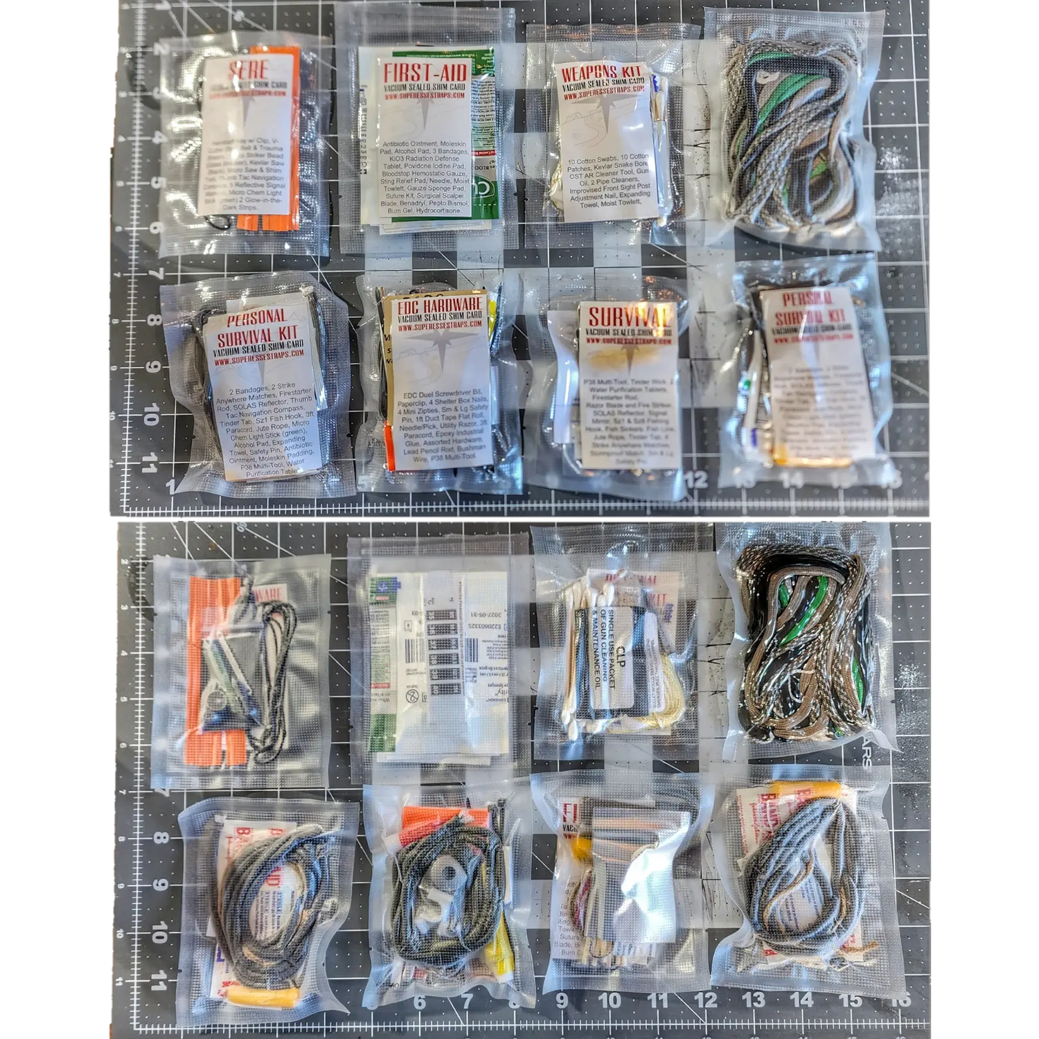 Shim Personal Survival Cards - Wallet Size Vacuum Sealed Survival Packets Superesse Straps LLC