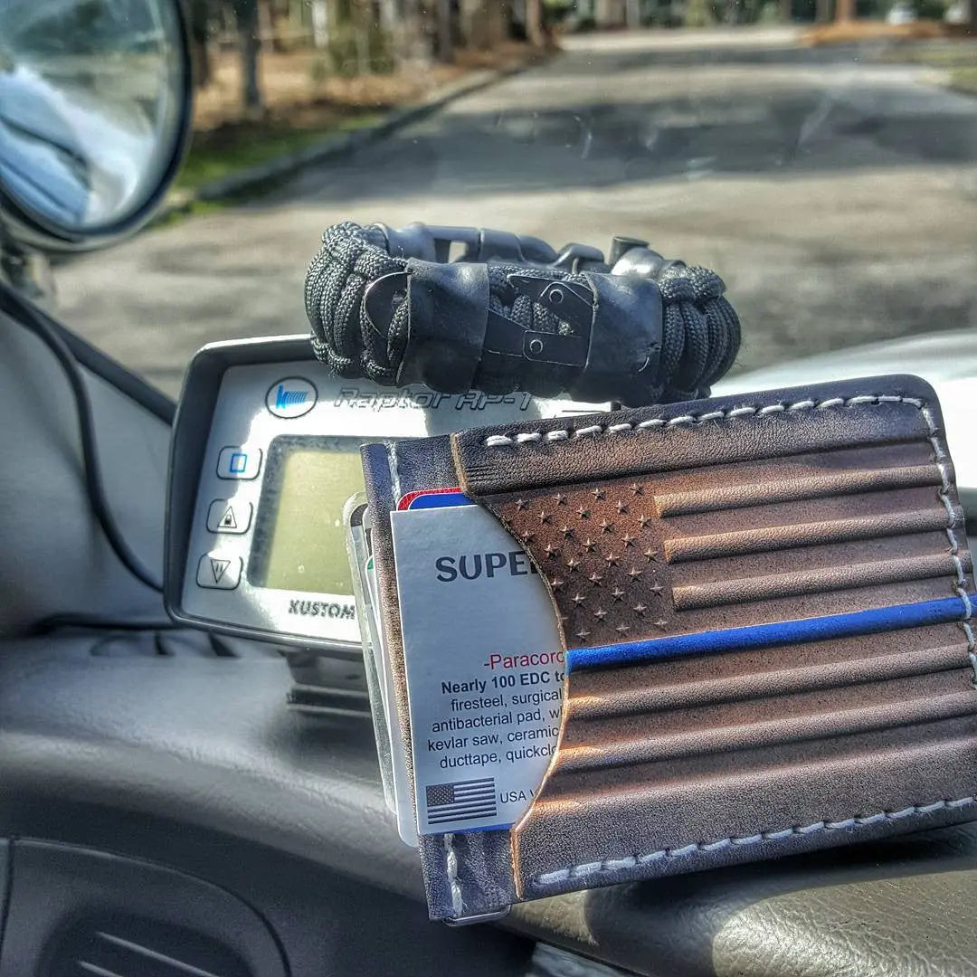 First Responder Strap - Police LEO backup duty gear w/ light, cuff key, seatbelt cutter, compass. Superesse Straps LLC