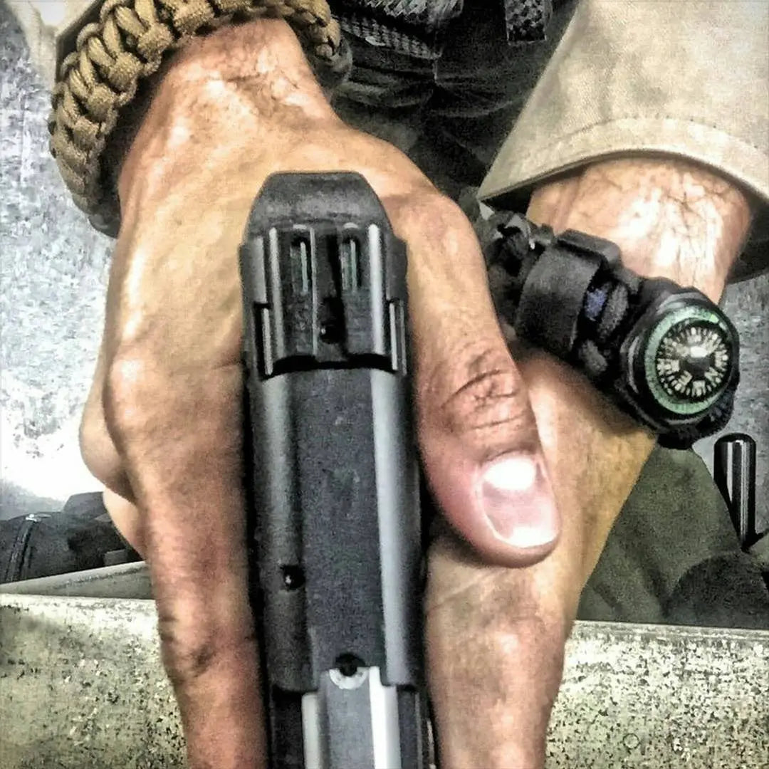 First Responder Strap - Police LEO backup duty gear w/ light, cuff key, seatbelt cutter, compass. Superesse Straps LLC