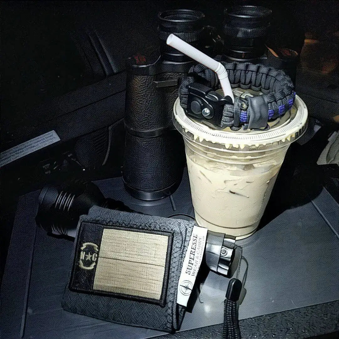 First Responder Strap - Police LEO backup duty gear w/ light, cuff key, seatbelt cutter, compass. Superesse Straps LLC