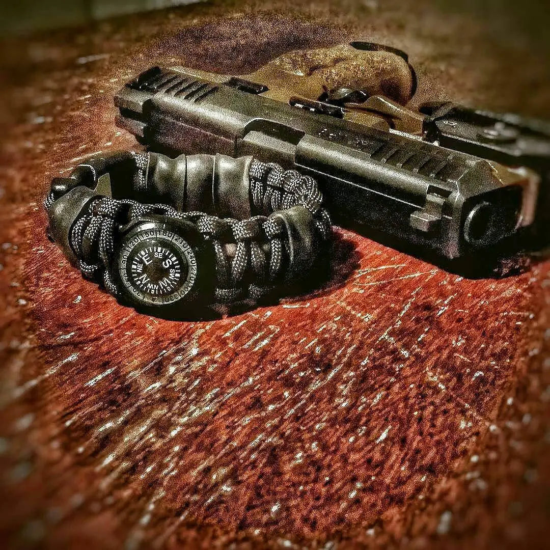 The Escape Evade Pathfinder: Military & Tactical Strap w/ SERE kit, Compass, Kevlar Saw, Cuff Key. Superesse Straps LLC