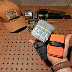 Saw Shemagh: Firestarter sewn button, built-in Kevlar Utility Saw, Fire Tinder border. Superesse Straps LLC