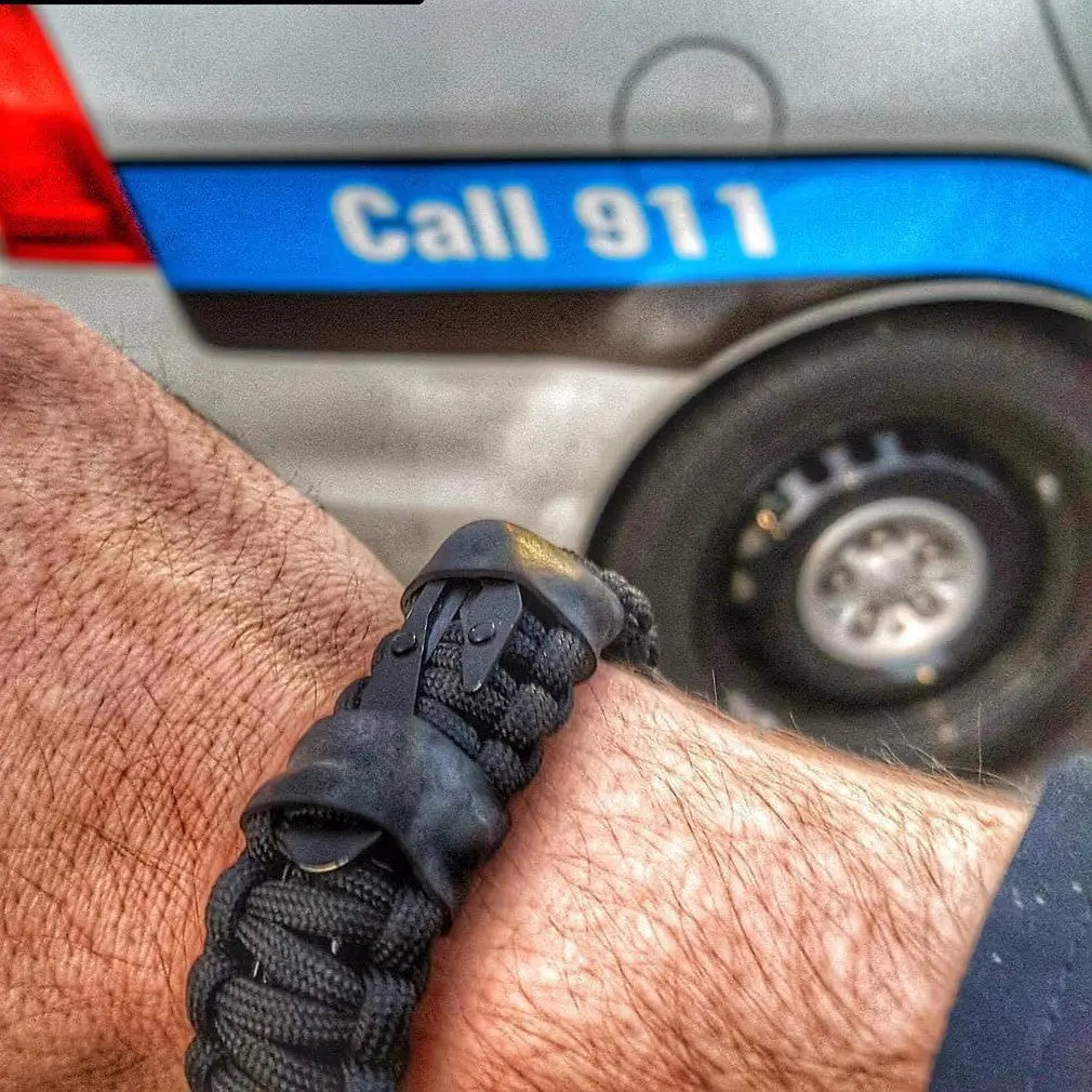 First Responder Strap - Police LEO backup duty gear w/ light, cuff key, seatbelt cutter, compass. Superesse Straps LLC