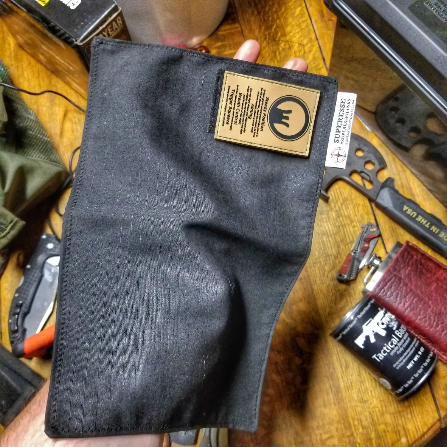 Tactical Tissue: Morale Patch compatible Ripstop stitched hank with covert storage pocket. Superesse Straps LLC