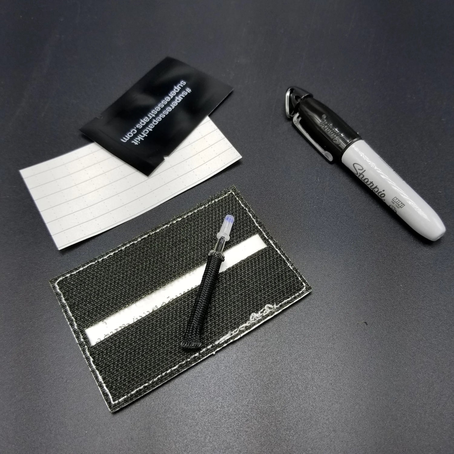 Note Patch Kit: Writable PVC surface for field notetaking with illuminated memo graph. Superesse Straps LLC