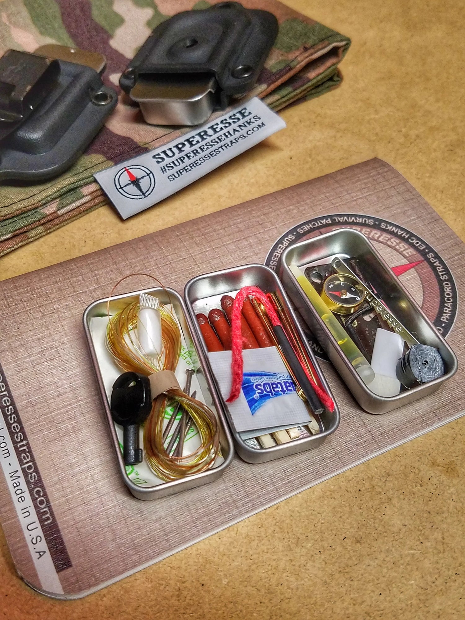 EDC Pocket Tin - Compartmentalized Survival Kits Superesse Straps LLC