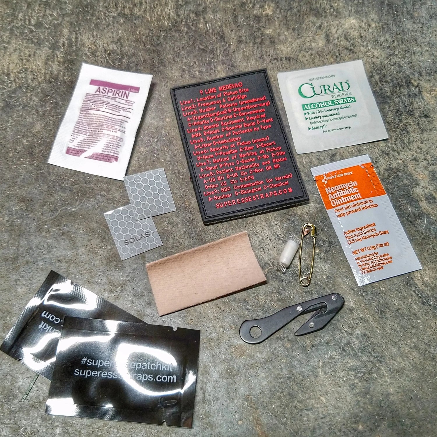 Rescue Patch Kit: emergency tools and last resort first-aid Superesse Straps LLC