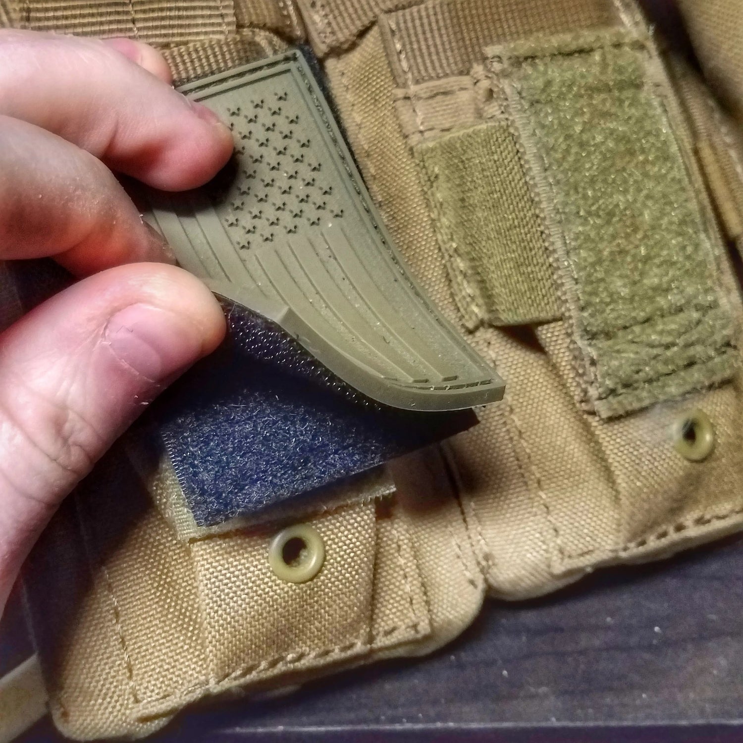 Subdued Storage Pocket Patch: A coverable two layer Velcro patch with hook and loop sides. Superesse Straps LLC