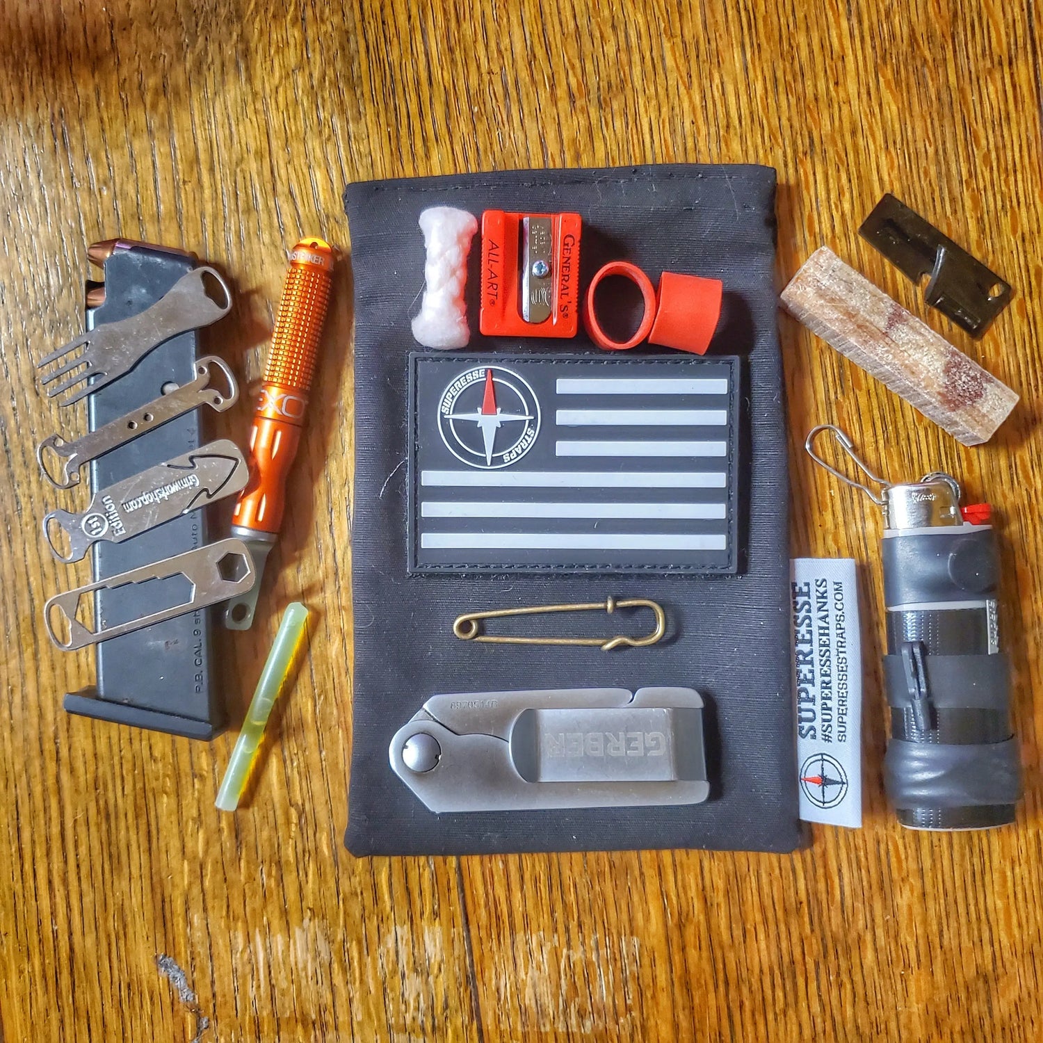 Survival Kit Lighter - Fire Starter outfitted with supplies. Superesse Straps LLC