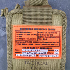 Storage Pocket Patch:  Emergency Comms with Radio Frequency/Channel and Telephone Contact Numbers, ICE Card Superesse Straps LLC
