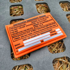 Storage Pocket Patch:  Emergency Comms with Radio Frequency/Channel and Telephone Contact Numbers, ICE Card Superesse Straps LLC