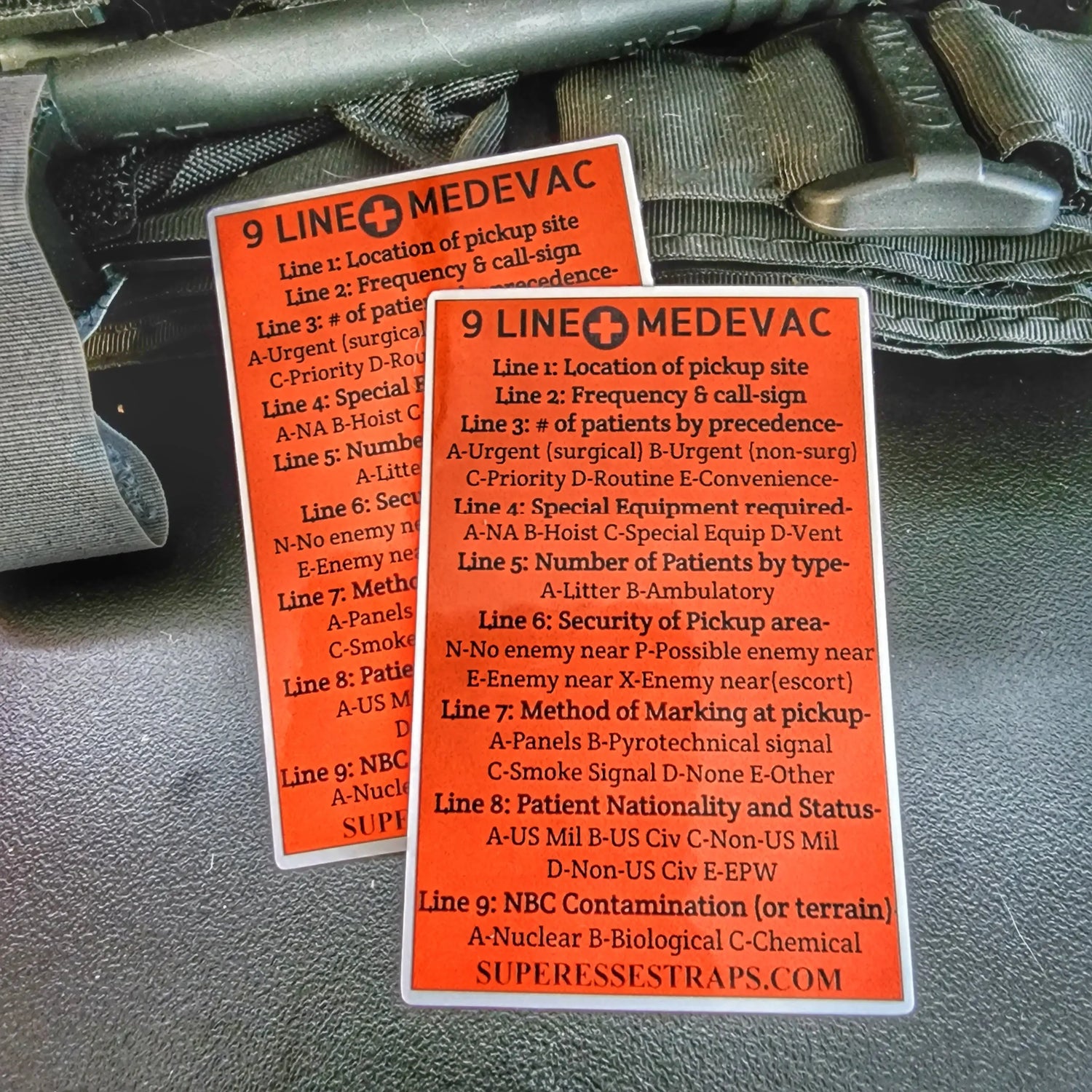 9 Line MedEvac Decal - U.S. Military Truncated Medical Evacuation Reference Sticker & CPR Superesse Straps LLC