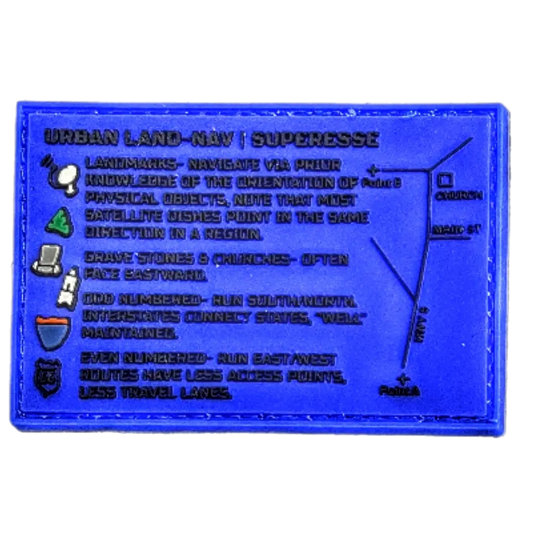 Storage Pocket Patch - Urban Land-Nav w/ Strip Map Diagram and Contingency Navigation Tactics Superesse Straps LLC