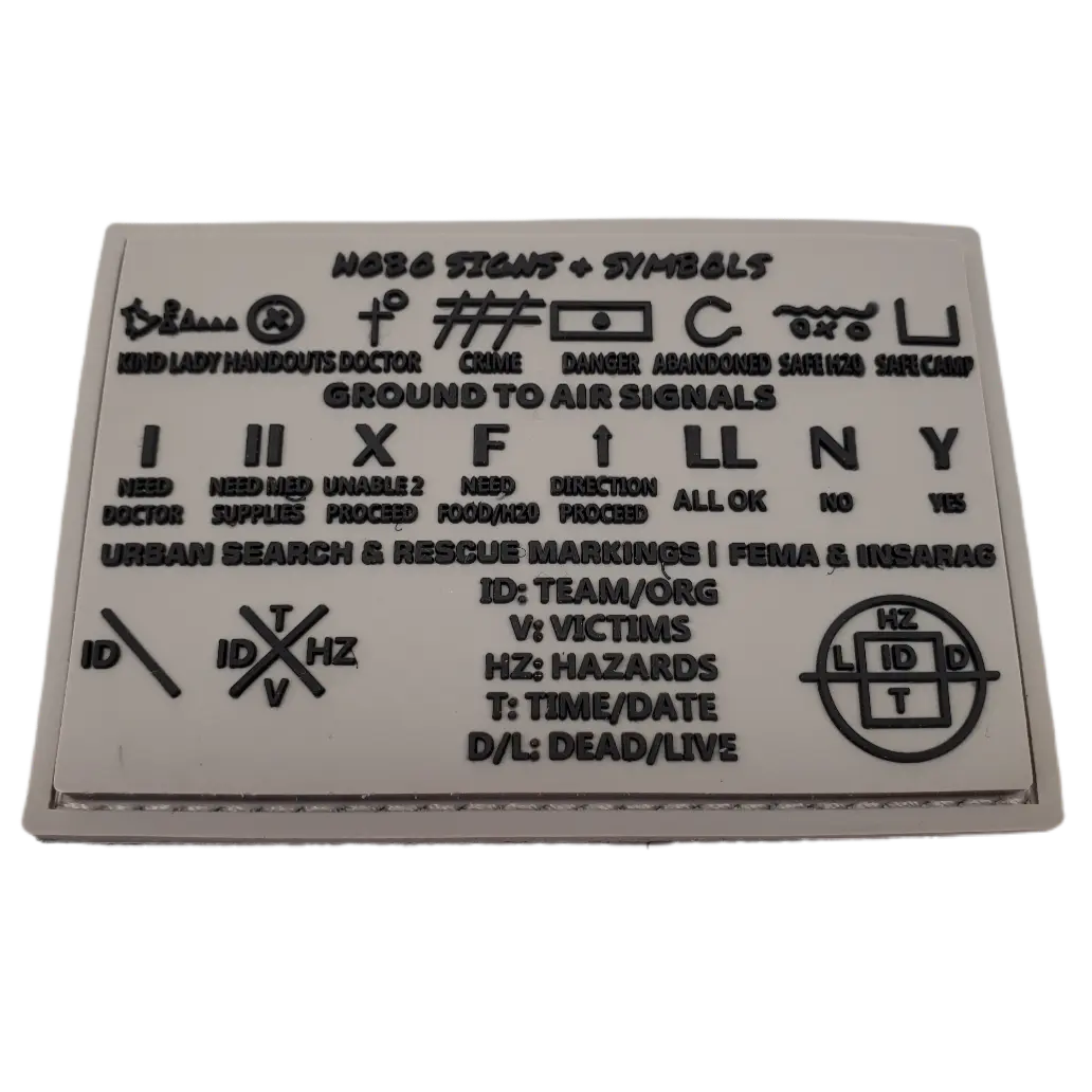 Storage Pocket Patch: Hobo Symbols, Ground to Air Signals, Search and Rescue Markings Superesse Straps LLC