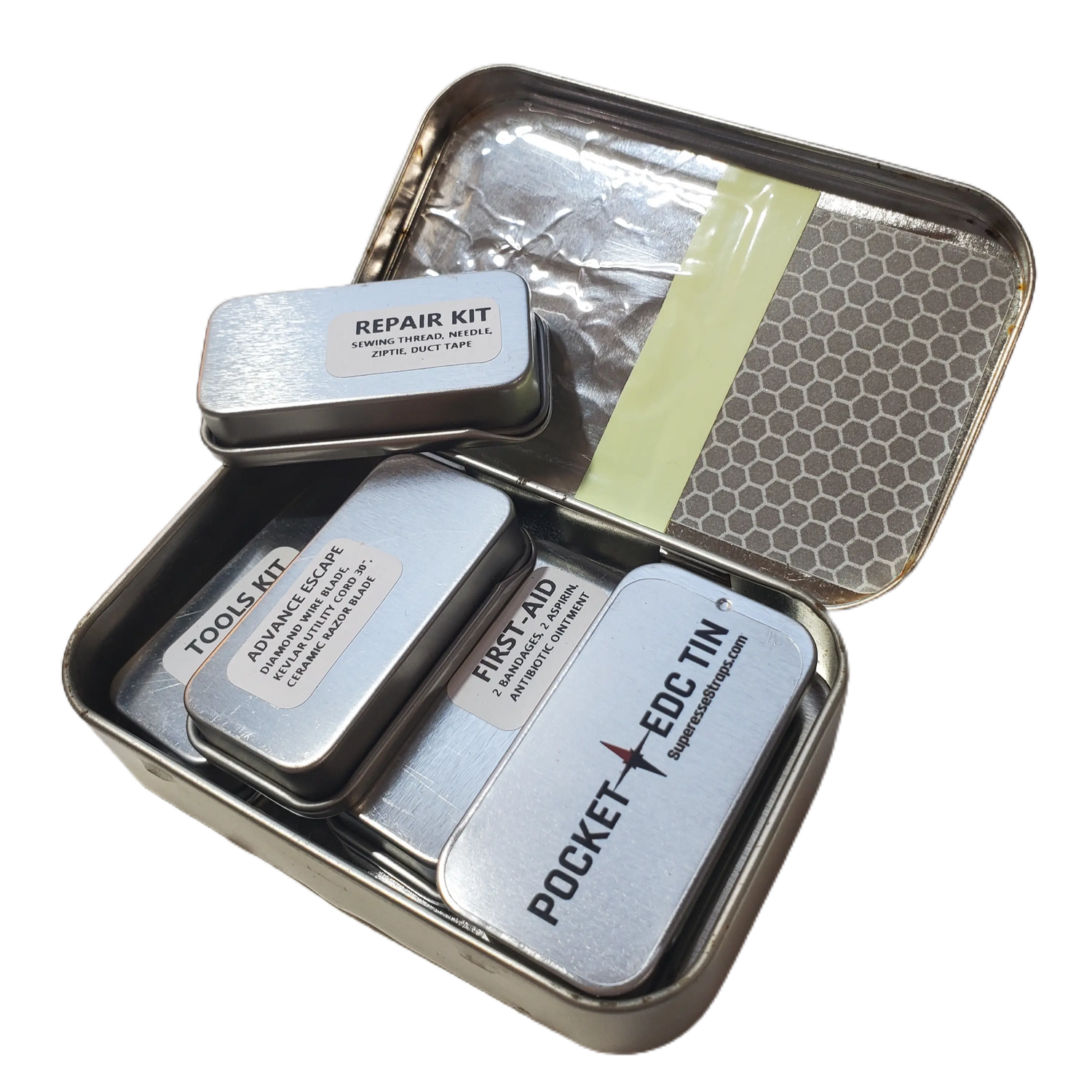 EDC Pocket Tin - Compartmentalized Survival Kits Superesse Straps LLC