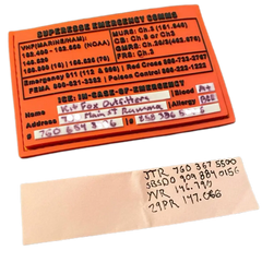 Storage Pocket Patch:  Emergency Comms with Radio Frequency/Channel and Telephone Contact Numbers, ICE Card Superesse Straps LLC