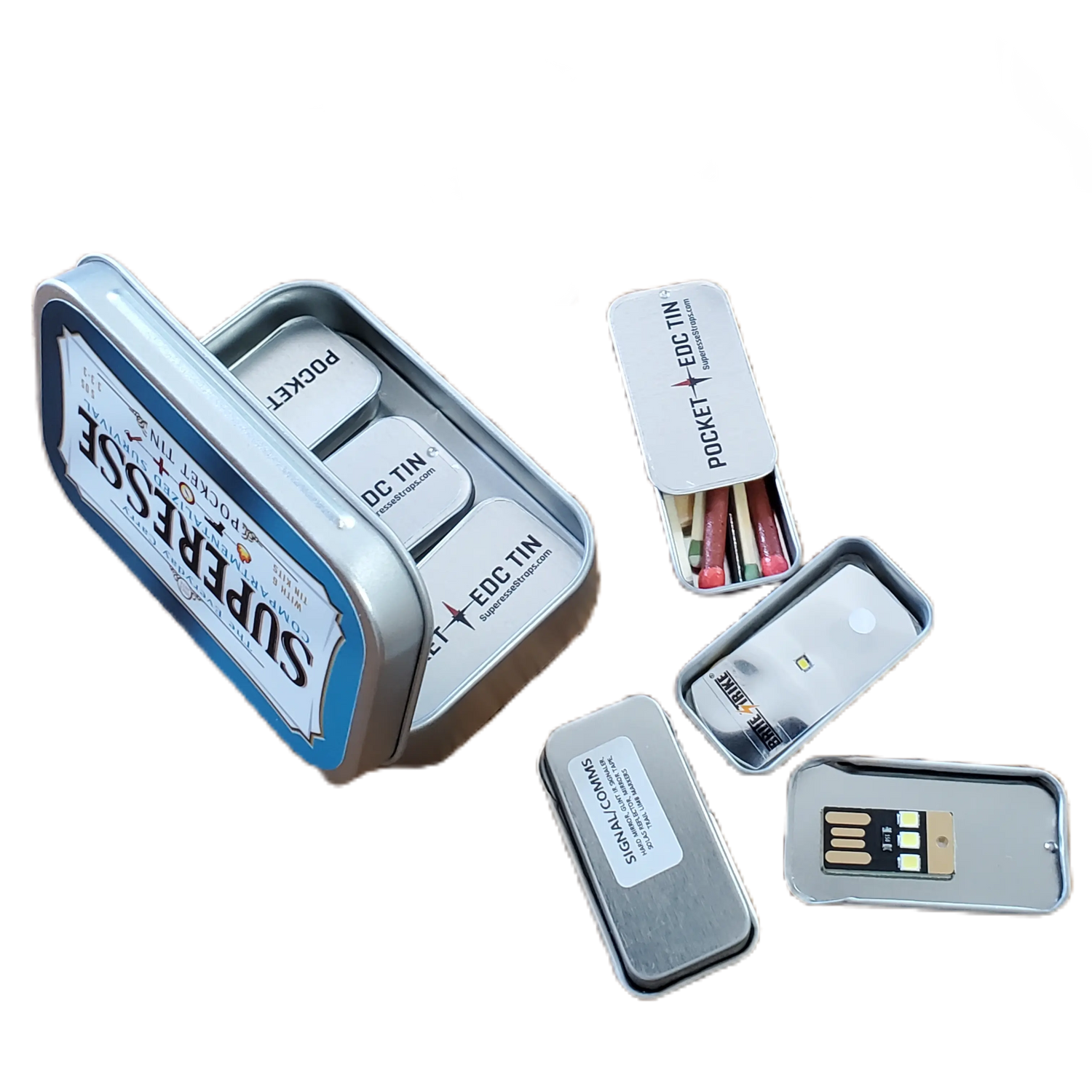 EDC Pocket Tin - Compartmentalized Survival Kits Superesse Straps LLC