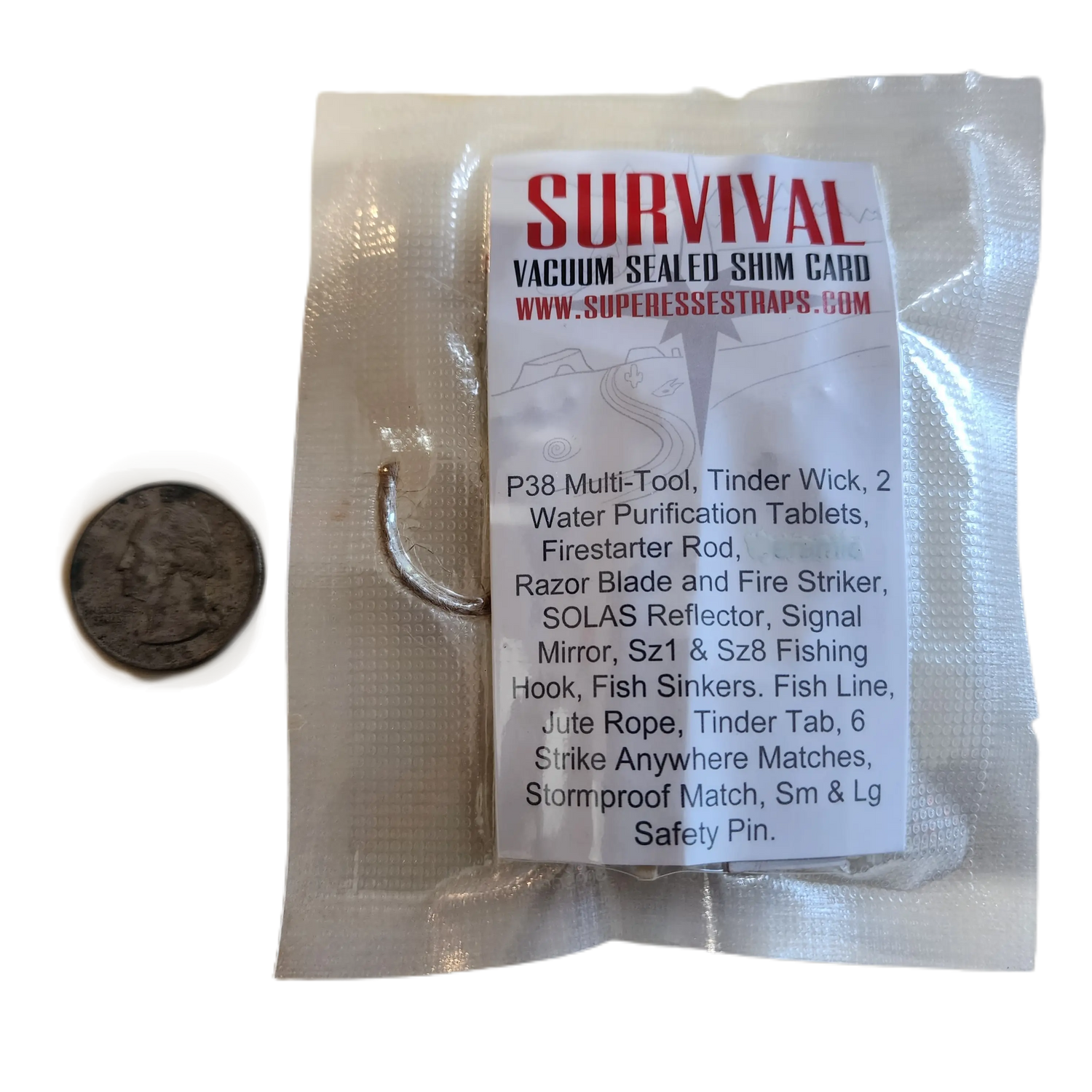 Shim Personal Survival Cards - Wallet Size Vacuum Sealed Survival Packets Superesse Straps LLC
