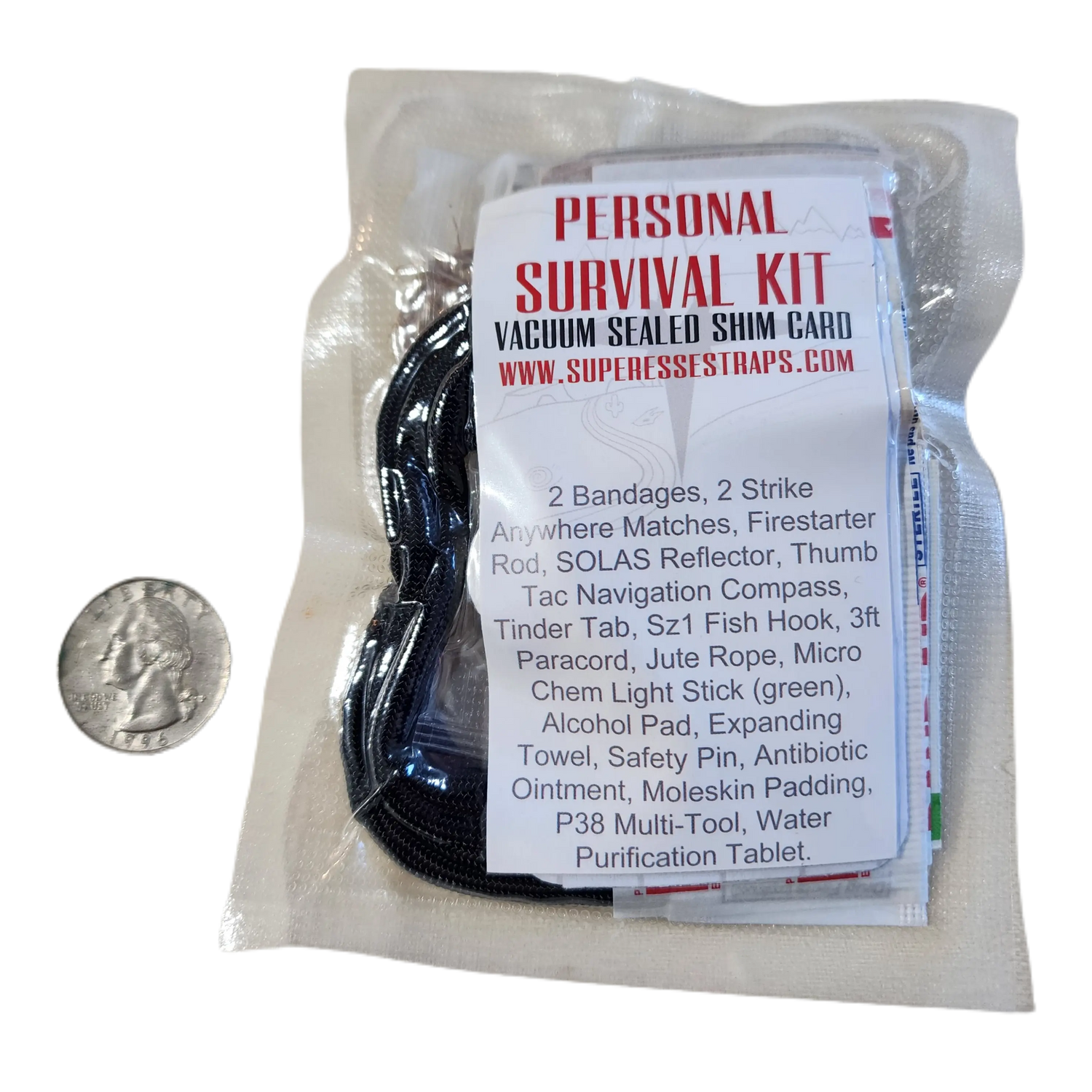 Shim Personal Survival Cards - Wallet Size Vacuum Sealed Survival Packets Superesse Straps LLC