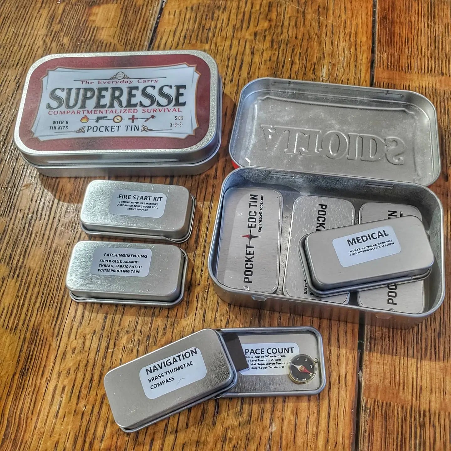 EDC Pocket Tin - Compartmentalized Survival Kits Superesse Straps LLC