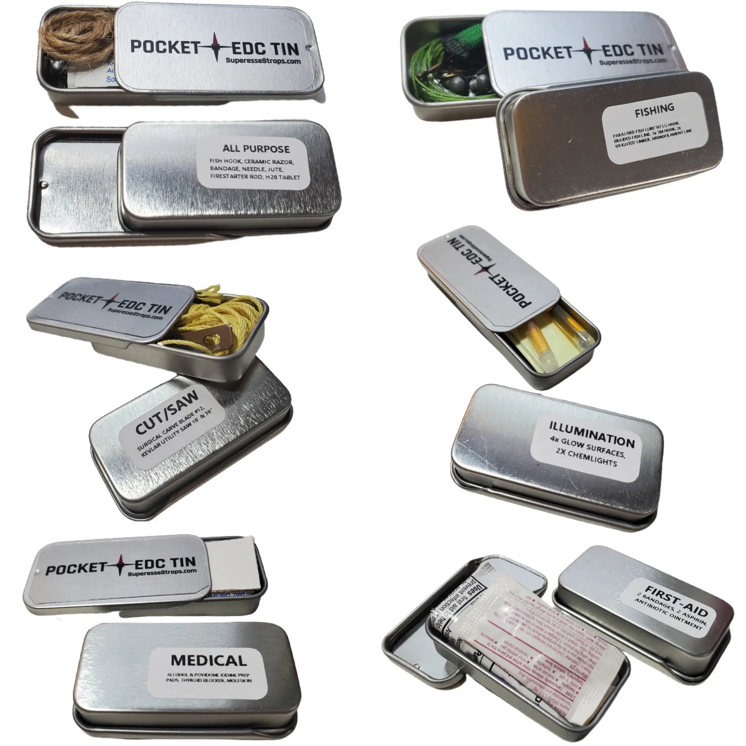 EDC Pocket Tin - Compartmentalized Survival Kits Superesse Straps LLC