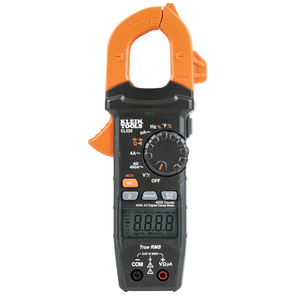 Klein HVAC Digital Clamp Meter, AC Auto-Ranging 400 Amp