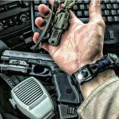 First Responder Strap - Police LEO backup duty gear w/ light, cuff key, seatbelt cutter, compass. Superesse Straps LLC