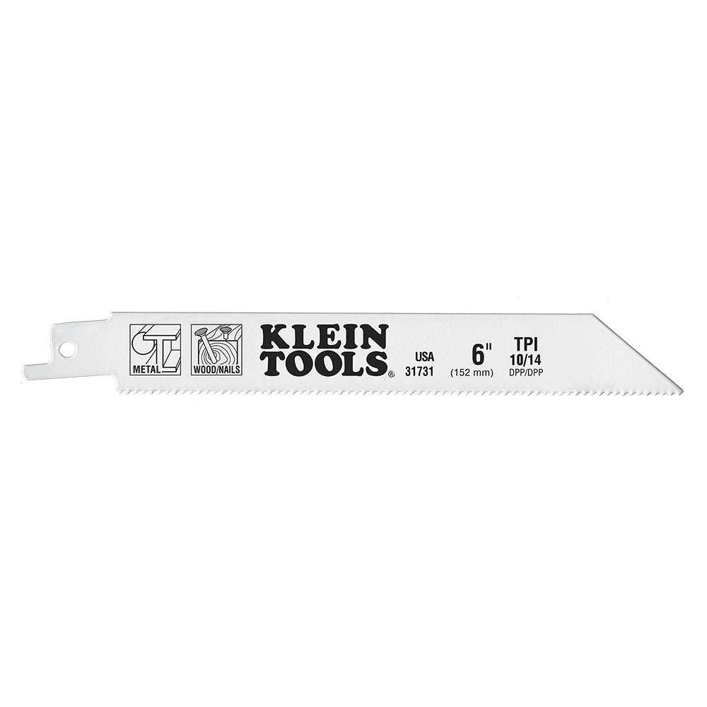 Klein Reciprocating Saw Blades, 10/14 TPI, 6-Inch, 5-Pack